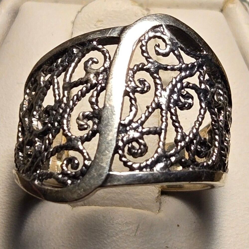 Filigree vintage sterling silver ring sz 5.5